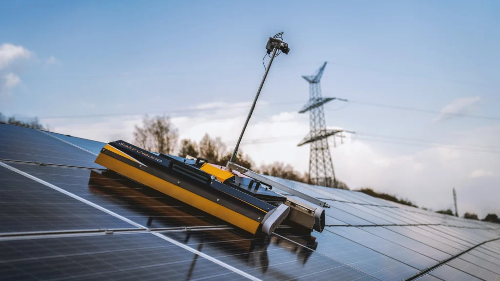 The F1, a commercial semi-automated solar panel cleaning robot